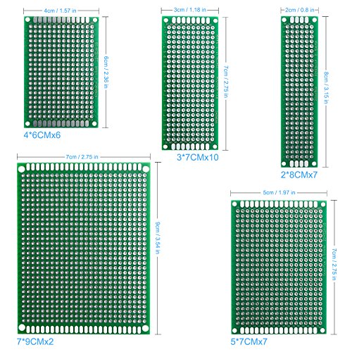 ELEGOO 32 Piezas Doble Cara Junta de PCB Doble Cara Tarjeta Placa Prototipo Kit para Soldadura DIY con 5 Tamaños Compatible con los kits Arduino