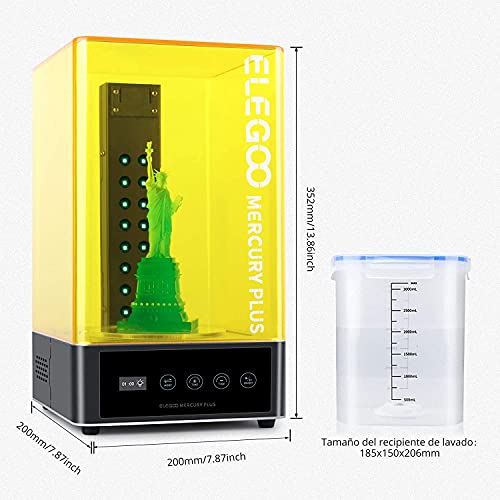 ELEGOO Mercury Plus Máquina de Lavado y Curado 2 en 1 para Mars Photon S Photon Mono LCD/DLP/SLA Modelos Impresos en 3D Caja de Curado UV de Resina con Plato Giratorio de Curado y Cubeta de Lavad