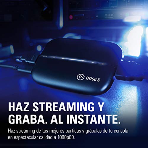 Elgato HD60 S, capturadora externa, streaming y grabación a 1080p60 con latencia ultrabaja en PS5, PS4/Pro, Xbox Series X/S, Xbox One X/S, en OBS, Twitch, YouTube, funciona con PC y Mac