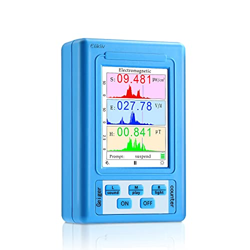 Elikliv Detector de Radiación de Campos Electromagnéticos, Digital Medidor de EMF Radiación Electromagnetica con LCD Pantalla y Contador Geiger para Interior y Exterior