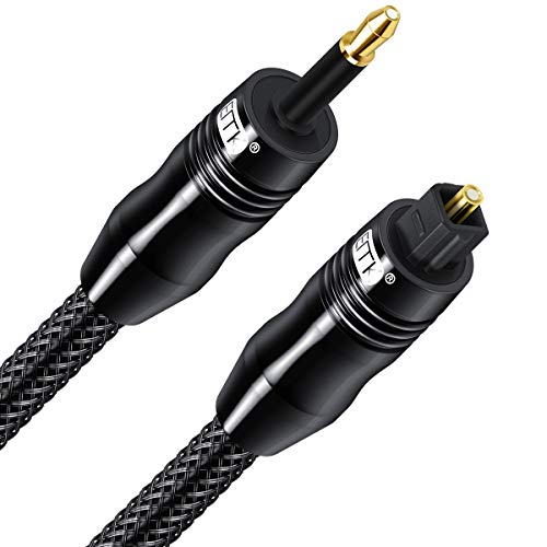 EMK 2M Cable Audio Óptico 3.5mm Mini Toslink Macho a Conector Toslink Macho Soporta Dolby Tecnología DTS para Toslink Home Theater DVD TV CD Amplificador MacBook iMac y más Negro 2M