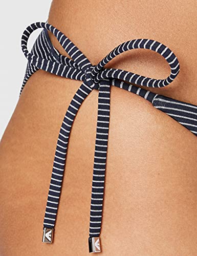 Emporio Armani Swimwear Triangle Rem.Cups & Brief W/Bows Bikini Silver & Bronze Juego Biquini, Azul Marino a Rayas, XS para Mujer