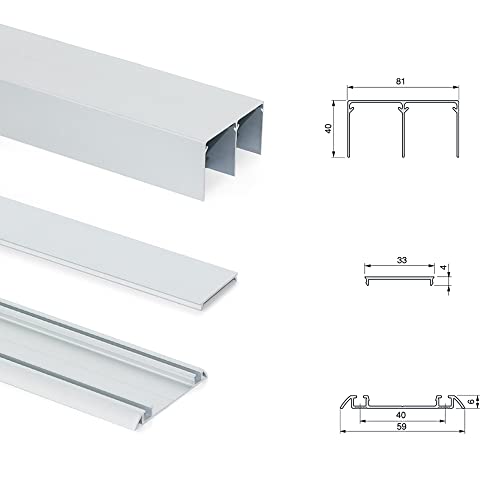 Emuca - Sistema corredero para armario 2 puertas rodadura inferior, espesor 16 mm, cierre suave, tableros no incluidos, perfiles aluminio, Anodizado mate