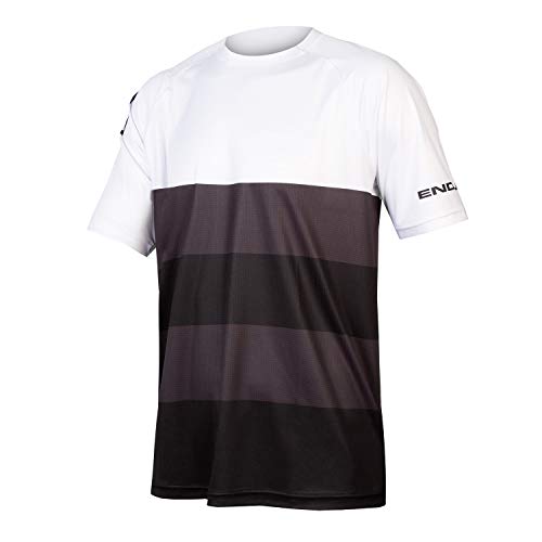 Endura Camiseta de ciclismo de manga corta con estampado de núcleo SingleTrack para hombre, color negro, pequeño