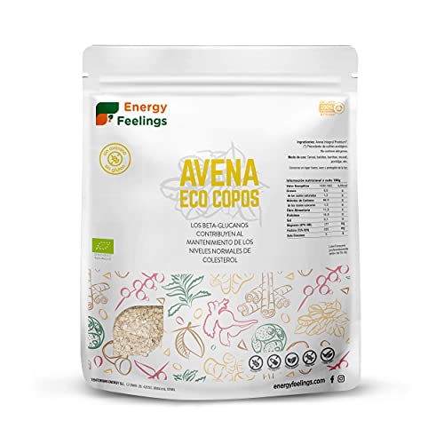 Energy Feelings Avena Ecológica Premium sin Gluten en Copos, XXL - 1 paquete de 1000 gr