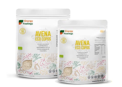 Energy Feelings Avena Ecológica Premium sin Gluten en Copos, XXL - 1 paquete de 1000 gr