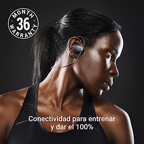 Energy Sistem Earphones Bluetooth Sport 1+ Dark (Bluetooth 5.1, Control por Voz Voice Assistant, Sistema de sujeción Secure-fit, Resistentes al Sudor)-Negro