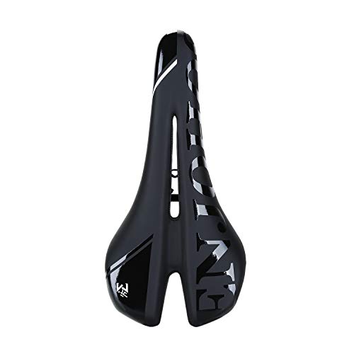 ENJOHOS Hombres Mujeres Silla de Bicicleta de Cuero Acolchada Silla de Bicicleta de montaña Profesional Silla de Montar de Bicicleta MTB Cojín de Bicicleta Bicicleta de Engranaje Fijo (Negro)