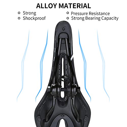 ENJOHOS Hombres Mujeres Silla de Bicicleta de Cuero Acolchada Silla de Bicicleta de montaña Profesional Silla de Montar de Bicicleta MTB Cojín de Bicicleta Bicicleta de Engranaje Fijo (Negro)