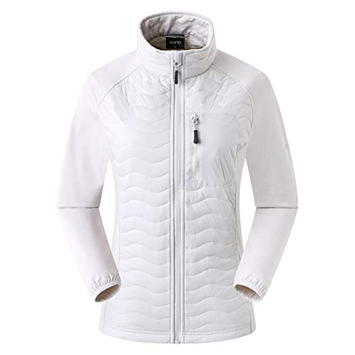 Eono Essentials - Chaqueta de esquí híbrida acolchada para mujer DuPont Sirona (gris claro, L)