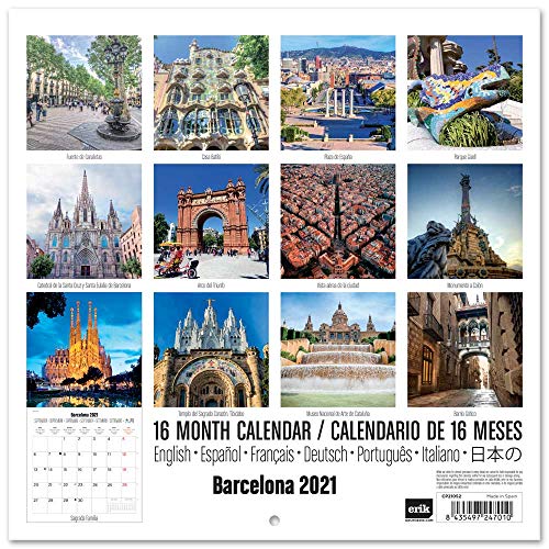 ERIK - Calendario de pared 2021 Barcelona, 30x30 cm