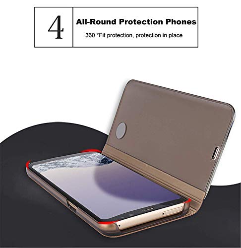 EROYAL para Huawei P Smart Z Funda,Smart Mirror Flip Case Translúcido Ultra Slim Espejo Carcasa Anti-Rasguño Kickstand Estuche Protectora Cover para Huawei P Smart Z