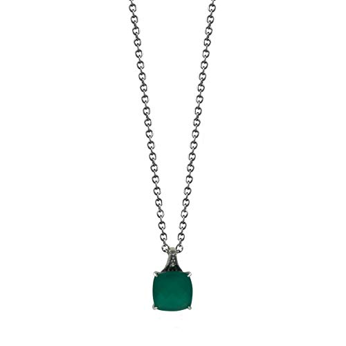 esse L0153N/90/I8/42+5 - Collar para mujer de plata 925 con cristales oxidados, 47 cm, color verde
