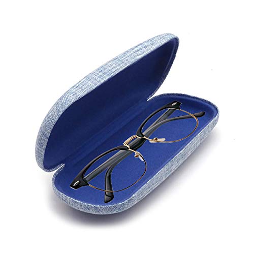 Estuche para gafas, 2 piezas retro de lino duro lente protectora para gafas de sol, almacenamiento de vidrio, azul y verde