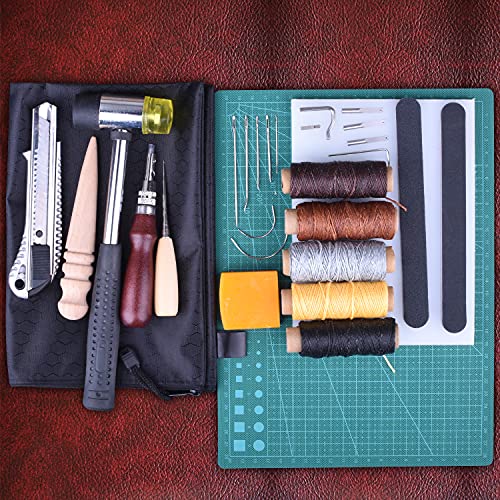 ETEPON Kits de Repujado de Cuero 34 Piezas para DIY Costura del Cuero NC61