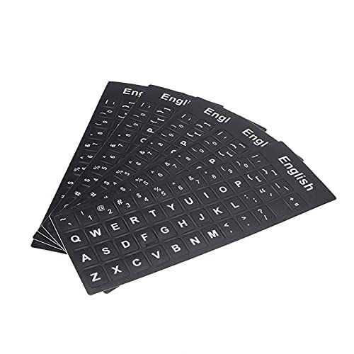 Etiquetas Engomadas Adhesivas IngléS Pegatinas De Repuesto para Teclado Etiquetas Adhesivas No Transparentes MáScaras De Teclado para Computadora PortáTil, Tabletas,Fondo Negro con Letras Blancas