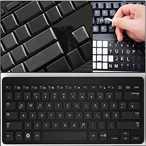 Etiquetas Engomadas Adhesivas IngléS Pegatinas De Repuesto para Teclado Etiquetas Adhesivas No Transparentes MáScaras De Teclado para Computadora PortáTil, Tabletas,Fondo Negro con Letras Blancas