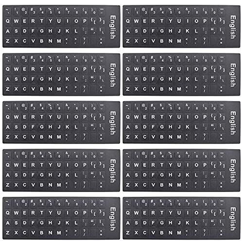 Etiquetas Engomadas Adhesivas IngléS Pegatinas De Repuesto para Teclado Etiquetas Adhesivas No Transparentes MáScaras De Teclado para Computadora PortáTil, Tabletas,Fondo Negro con Letras Blancas