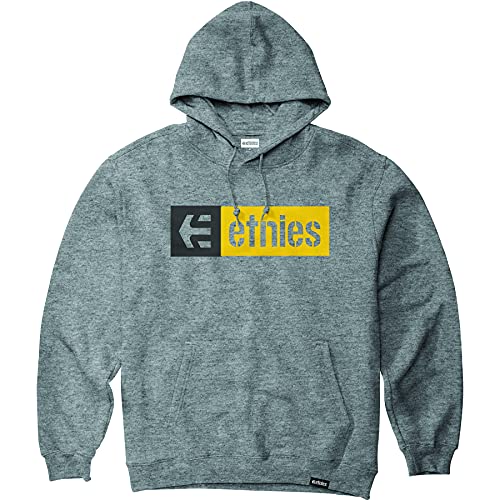 Etnies New Box Sudadera con capucha para hombre, gris negro amarillo, Medium