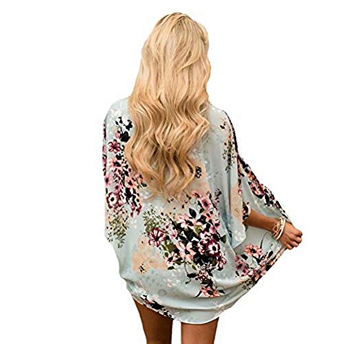 EUFANCE Mujeres Chiffon Loose Shawl - Chiffon Floral Print Kimono Cardigan Cover Up, Summer Casual Blusa Beach Swimwear