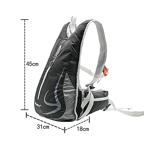 EULANT Actualizado Mochilas Senderismo Pequeña, 14L Mochila Correr, Ligero Mochila de Bicicleta Reflectante, Mochila Deportes para Acampar Caminar Viajar Gym Escuela Pesca Trekking Bici,Negro