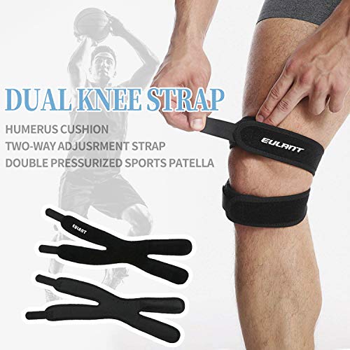 EULANT Soporte Rotuliano Ajustable 1 Par, Correa Protector Deportiva de Rodilla para Correr, Saltar, Bádminton, Baloncesto, Deportes al Aire Libre y Alivio del Dolor