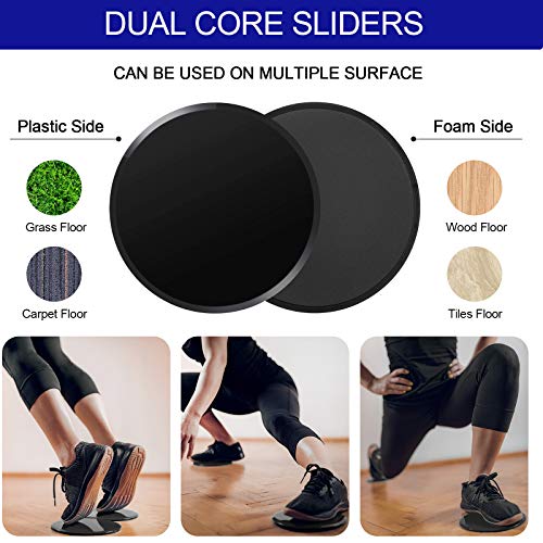 Euyecety Rueda Abdominal AB Roller Set, Rueda Abdominales + Esterilla+ Flexiones Soporte + Fortalecedores de Mano + Cuerda para Saltar + Discos Deslizantes, Ejercicio en Casa Gimnasio en Casa (8in1)