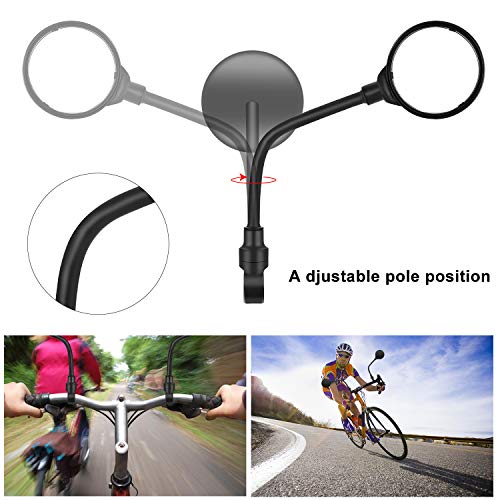 EXLECO 2x Espejo de Bicicleta Retrovisores 360° Ajustable Redondo Universal Espejo Retrovisores de Bicicleta para Bicicleta, Motocicleta, Bicicleta de montaña