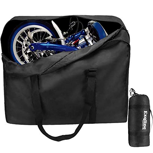 Exqline Bolsa de Transporte de Bicicleta Plegable, 1680D Oxford Impermeable Bolsa de Almacenamiento de Bicicleta, Bolsa de Viaje de Bicicleta para 14"-20" MTB Bicicleta de Carretera