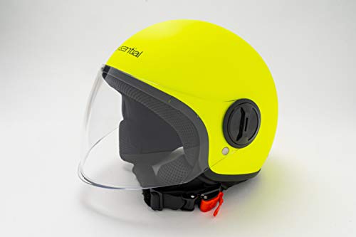 EXSENTIAL Demi Jet EX 631 VL - Casco amarillo fluorescente mate Helmet Helme Casque Capacete Scooter Moto L
