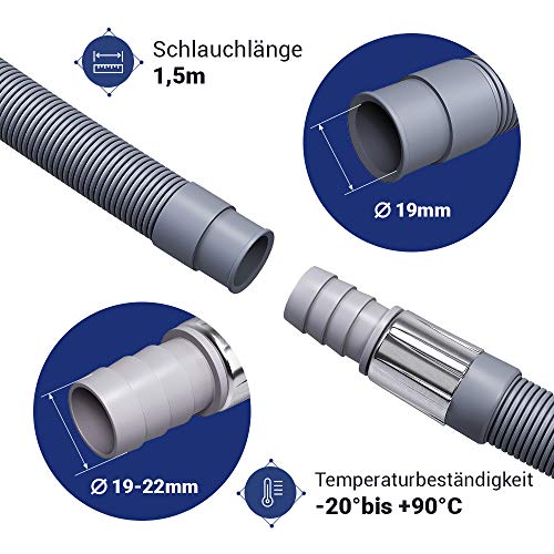 Extensión de manguera de drenaje Ø19mm para lavadora lavavajillas 1,5 m