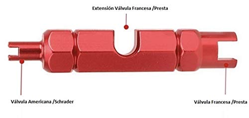 Extractor de Válvulas Bicicleta-Herramienta Quitar Núcleo Válvula Neumático-Llave Obus Válvula Presta-Desmontar Presta Schrader extraíbles-Reparación Motocicleta-Multifunción-Color Rojo