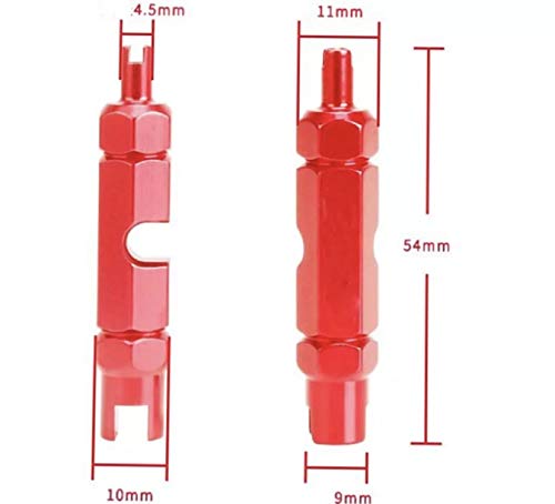 Extractor de Válvulas Bicicleta-Herramienta Quitar Núcleo Válvula Neumático-Llave Obus Válvula Presta-Desmontar Presta Schrader extraíbles-Reparación Motocicleta-Multifunción-Color Rojo