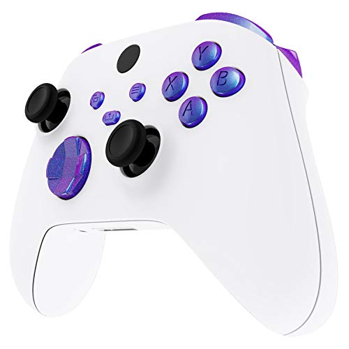 eXtremeRate Botones Completos para Mando Xbox Series S X Botón de LB RB LT RT Bumpers Triggers Gatillos D-Pad ABXY Start Back Sync Botón Comaptir Dedicado para Control Xbox Series X/S-Azul a Violeta