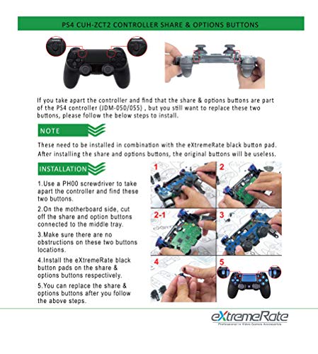 eXtremeRate Botones para PS4 Mando Teclas Botón Completo con Símbolos para Playstation 4 Control CUH-ZCT2-Compatible con DTFS LED Kit(No Incluye Mando) Color de Azul a Violeta