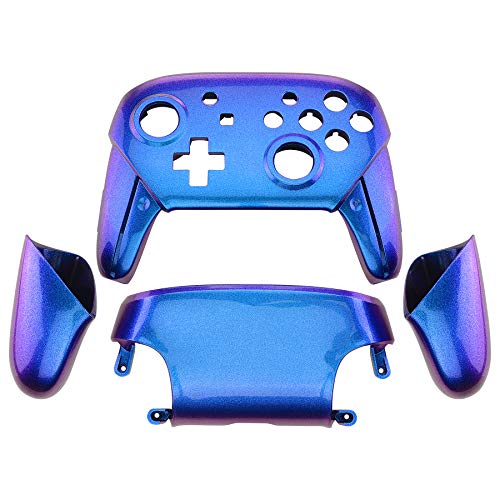 eXtremeRate Carcasa Agarre para Nintendo Switch Pro Funda Delantera Trasera Asa Shell Grip de reemplazo para Nintendo Switch Pro Control-No Incluye el Mando (De Azul a Violeta)