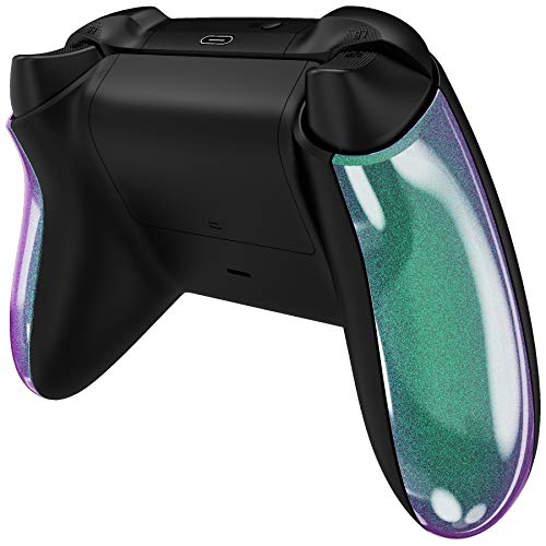 eXtremeRate Carcasa de Grip para Mando Xbox Series X S Asa Izquierda Derecha Empuñadura Antideslizante Laterales Mango de Reemplazo para Control de Xbox Series S X-No Incluye Mando(Violeta a Verde)