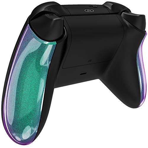 eXtremeRate Carcasa de Grip para Mando Xbox Series X S Asa Izquierda Derecha Empuñadura Antideslizante Laterales Mango de Reemplazo para Control de Xbox Series S X-No Incluye Mando(Violeta a Verde)