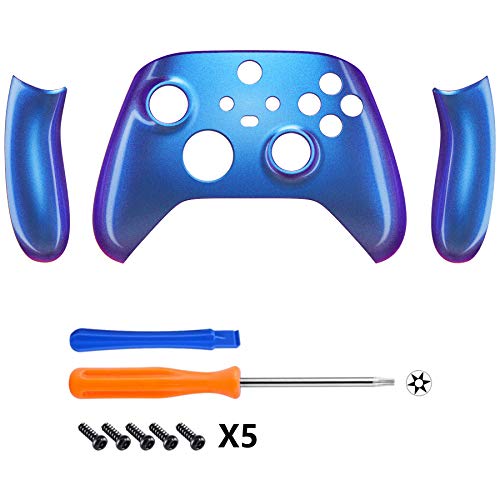 eXtremeRate Carcasa para Mando Xbox Series X S Carcasa Delantera+Carcasa de Grip Protector Laterales Empuñadura Agarre Cubierta Shell para Control de Xbox Series S X-No Incluye Mando(Azul a Violeta)