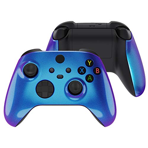 eXtremeRate Carcasa para Mando Xbox Series X S Carcasa Delantera+Carcasa de Grip Protector Laterales Empuñadura Agarre Cubierta Shell para Control de Xbox Series S X-No Incluye Mando(Azul a Violeta)