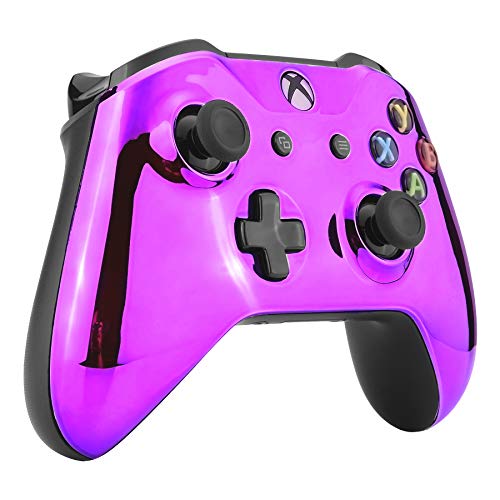 eXtremeRate Carcasa para Xbox One S X Funda Delantera Protectora de la Placa Frontal Cubierta de reemplazo para Mando del Xbox One S y Xbox One X (Model 1708) Violeta Cromado