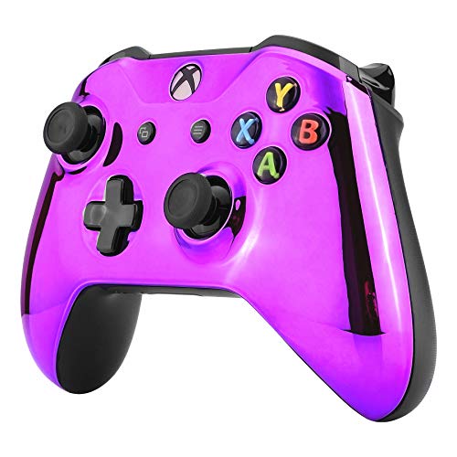 eXtremeRate Carcasa para Xbox One S X Funda Delantera Protectora de la Placa Frontal Cubierta de reemplazo para Mando del Xbox One S y Xbox One X (Model 1708) Violeta Cromado