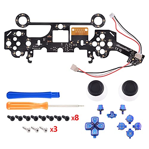 eXtremeRate LED Botones para PS5 Control Multicolores Joysticks D-Pad Acción Share Home Botón Luminoso Teclas para PS5 DTF LED Kit para PlayStaion 5 Mando-No Incluye Control(Simbolos-Azul a Violeta)