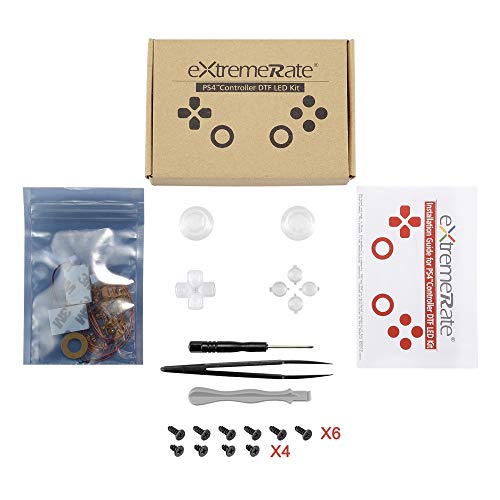 eXtremeRate Luminoso Joysticks Botones de acción dirección Botón de reemplazo 7 Colores 9 Modos Control táctil para el Mando del PlayStaion 4 PS4 Original Slim Pro