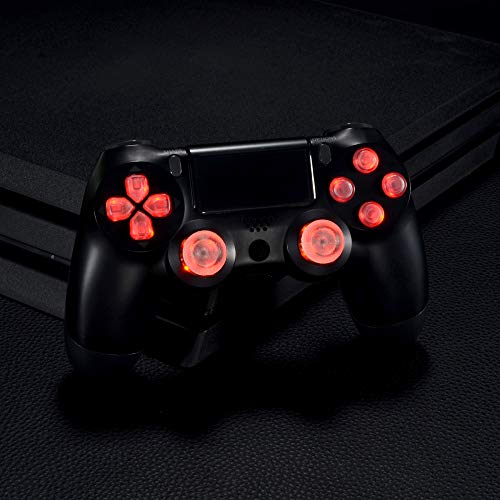 eXtremeRate Luminoso Joysticks Botones de acción dirección Botón de reemplazo 7 Colores 9 Modos Control táctil para el Mando del PlayStaion 4 PS4 Original Slim Pro