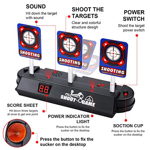 EXTSUD Juguete Objetivo Electrónico para Pistolas con 60 Dardos y 2 Pulseras, Restablecimiento Automático, Apto para N-Strike Elite / Mega / Rival Series