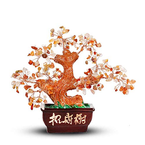 FACAZ Feng Shui Luck Figurine/Crystal Tree Home Living Room Decoración Feng Shui Árbol Bonsai Fortune Money Tree for Good Luck Adornos Feng Shui Decoración del hogar para la Riqueza y (Color: B) (B)