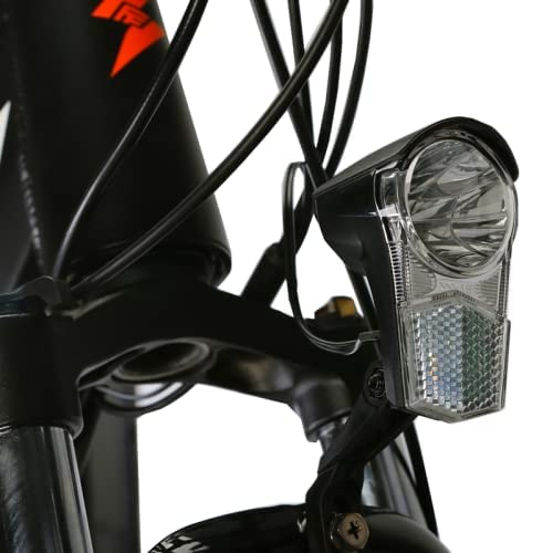 Fafrees Bicicleta de Asistencia Eléctrica de 27,5 Pulgadas, Bicicleta de Montaña para Ciudad con Motor de 250 W 36 V 10 Ah, Horquilla de Suspensión de Bloqueo Frontal (Naranja)