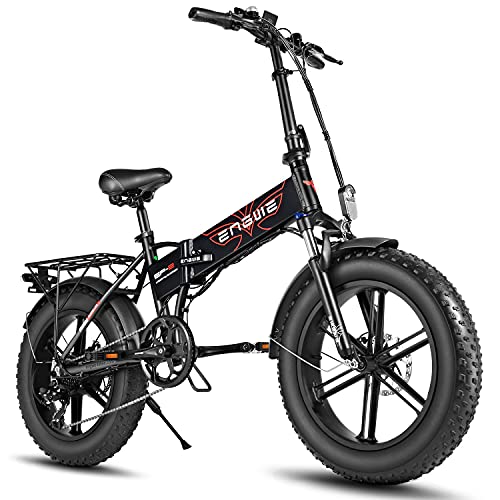 Fafrees Bicicleta eléctrica EP2-PRO Fat Tire de montaña de 20 pulgadas, neumáticos grasos, batería de 48 V/12,8 Ah, plegable, 150 kg, bicicleta eléctrica para adultos, color negro