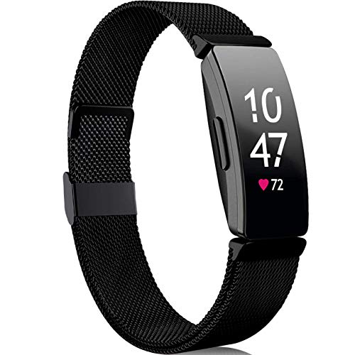 Faliogo Compatible para Fitbit Inspire Correa/Fitbit Inspire 2 Correa/Fitbit Inspire HR Correa, de Metal Acero Inoxidable Correa de Repuesto Compatible con Fitbit Ace 2, Pequeño, Negro